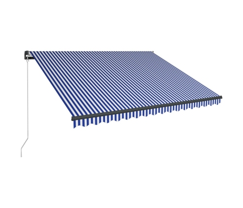 Toldo manual retráctil con LED azul y blanco 450x300 cm