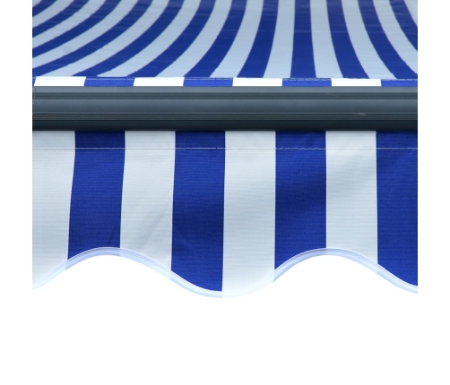 Toldo manual retráctil con LED azul y blanco 450x300 cm