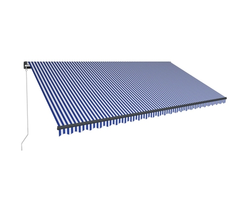 Toldo retráctil manual con luz LED azul y blanco 600x300 cm