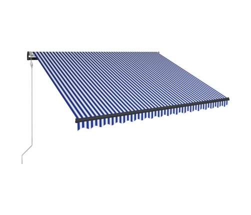 Toldo con LED y sensor de viento azul y blanco 300x250 cm