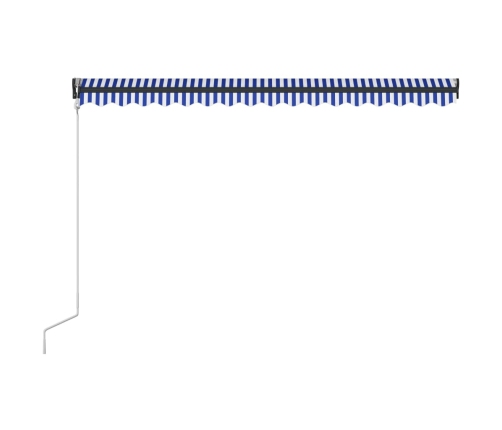 Toldo con LED y sensor de viento azul y blanco 300x250 cm