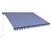 Toldo con LED y sensor de viento azul y blanco 350x250 cm