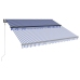 Toldo con LED y sensor de viento azul y blanco 350x250 cm