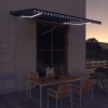 Toldo con LED y sensor de viento azul y blanco 450x300 cm