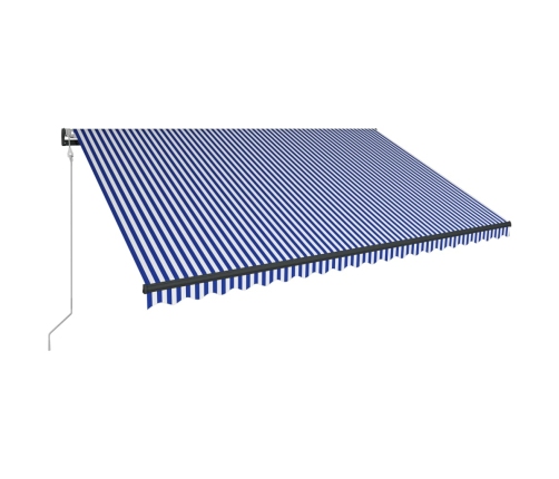 Toldo con LED y sensor de viento azul y blanco 500x300 cm