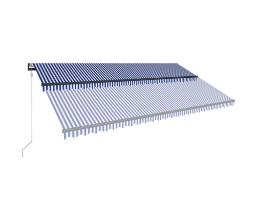 Toldo con LED y sensor de viento azul y blanco 600x300 cm