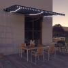 Toldo con LED y sensor de viento azul y blanco 600x300 cm