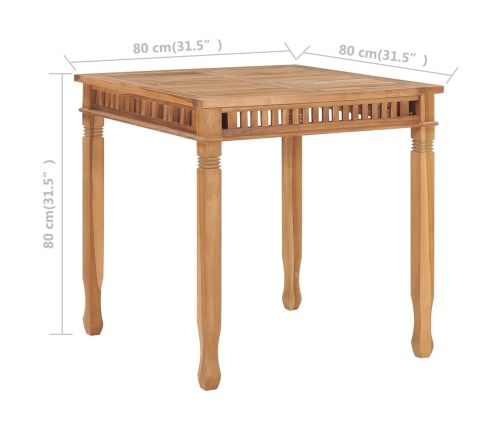 Mesa de comedor de jardín madera maciza de teca 80x80x80 cm