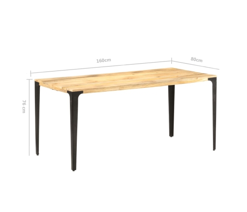 vidaXL Mesa de comedor de madera maciza de mango 160x80x76 cm