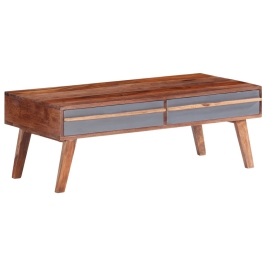 Mesa de centro de madera maciza gris 110x50x40 cm