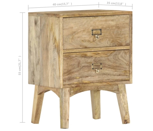 Mesita de noche de madera maciza de mango 40x35x55 cm