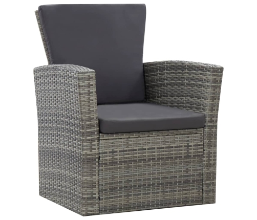 Set de muebles de jardín 4 pzas y cojines ratán sintético gris