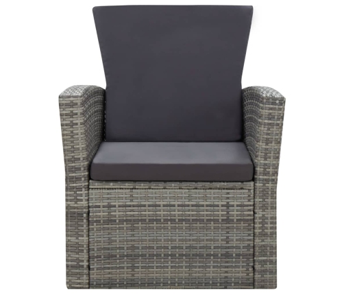 Set de muebles de jardín 4 pzas y cojines ratán sintético gris