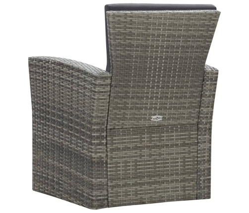 Set de muebles de jardín 4 pzas y cojines ratán sintético gris