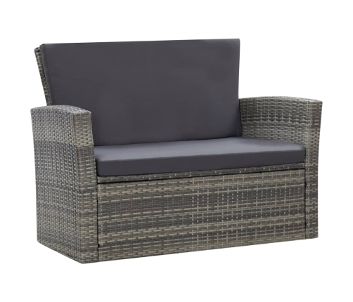 Set de muebles de jardín 4 pzas y cojines ratán sintético gris