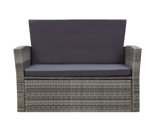 Set de muebles de jardín 4 pzas y cojines ratán sintético gris