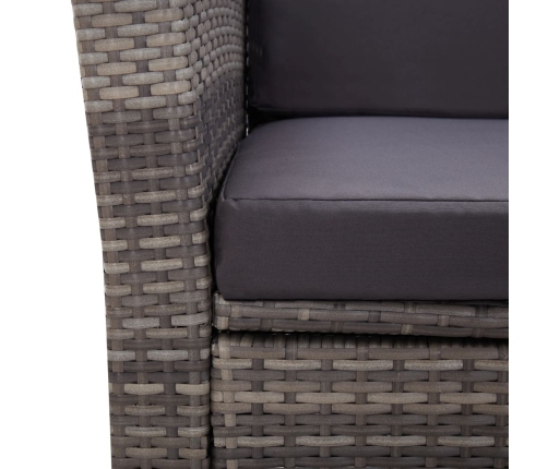 Set de muebles de jardín 4 pzas y cojines ratán sintético gris
