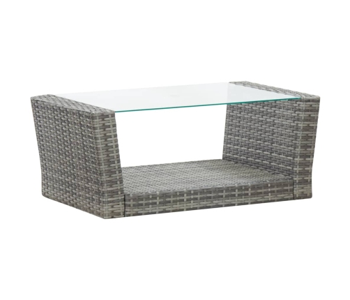 Set de muebles de jardín 4 pzas y cojines ratán sintético gris