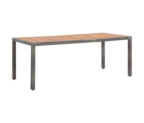 vidaXL Mesa de jardín ratán PE gris madera acacia maciza 190x90x75 cm