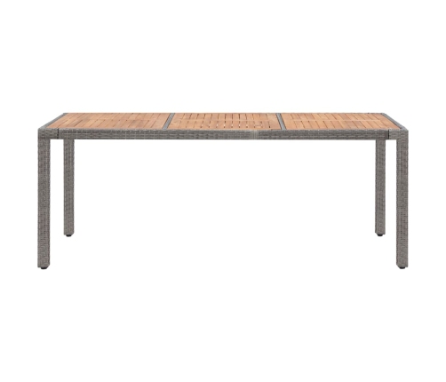 vidaXL Mesa de jardín ratán PE gris madera acacia maciza 190x90x75 cm