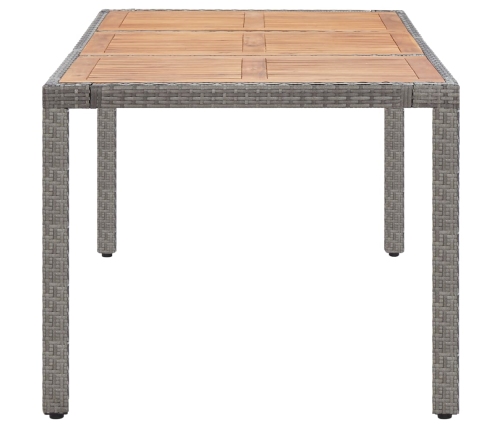 vidaXL Mesa de jardín ratán PE gris madera acacia maciza 190x90x75 cm