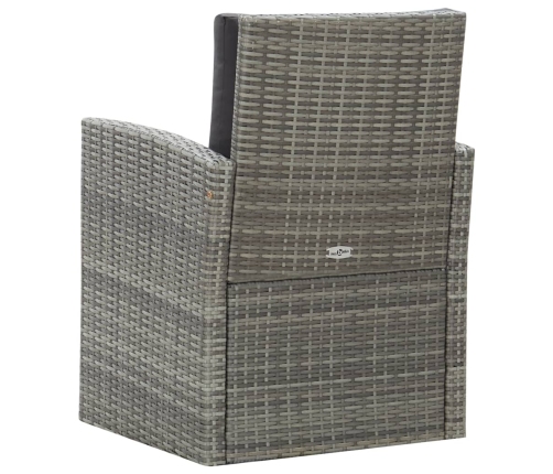 Set de comedor de jardín 5 pzas y cojines ratán sintético gris