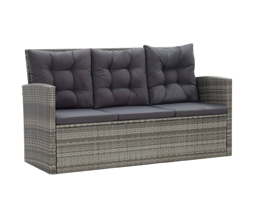 Set de comedor de jardín 5 pzas y cojines ratán sintético gris