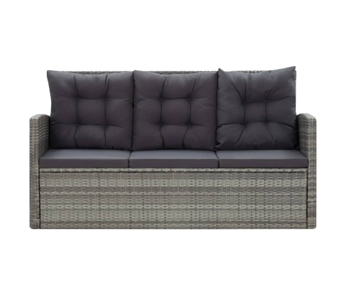 Set de comedor de jardín 5 pzas y cojines ratán sintético gris
