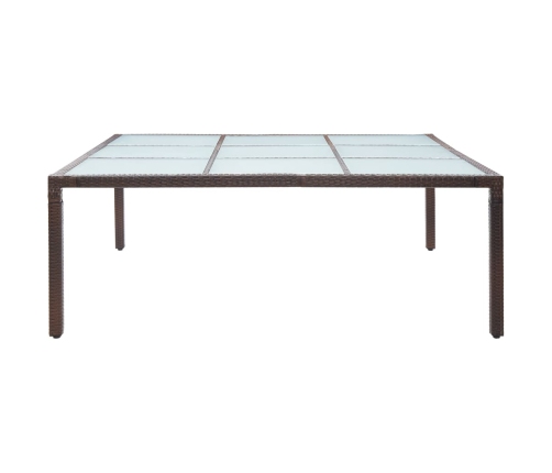 Mesa de comedor de jardín ratán sintético marrón 200x200x74 cm