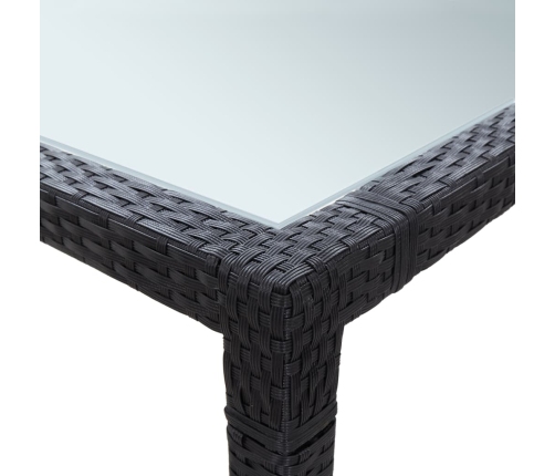 Mesa de comedor de jardín ratán sintético negro 200x200x74 cm