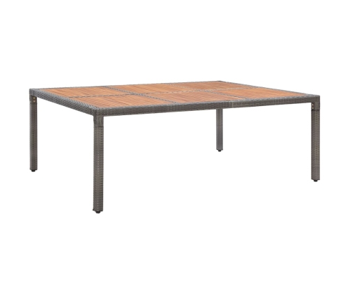 Mesa de jardín ratán PE y madera de acacia gris 200x150x74 cm