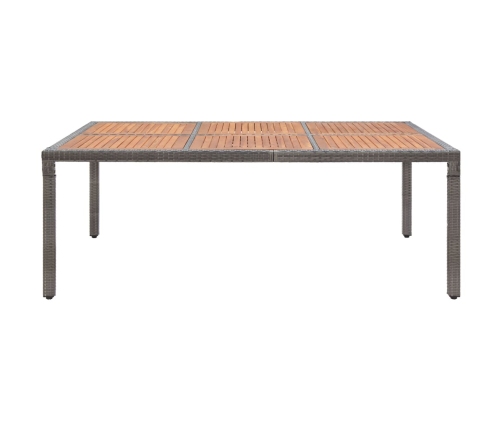 Mesa de jardín ratán PE y madera de acacia gris 200x150x74 cm