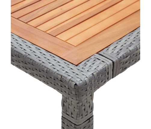 Mesa de jardín ratán PE y madera de acacia gris 200x150x74 cm