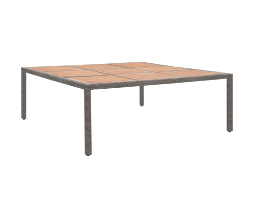 Mesa de jardín ratán PE y madera acacia gris 200x200x74 cm