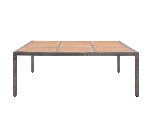 Mesa de jardín ratán PE y madera acacia gris 200x200x74 cm