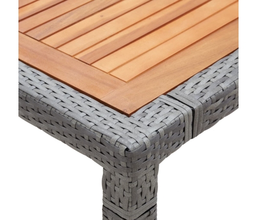 Mesa de jardín ratán PE y madera acacia gris 200x200x74 cm