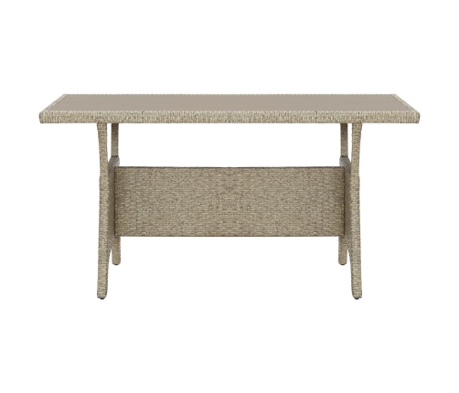 Mesa de jardín de ratán sintético gris 130x70x66 cm