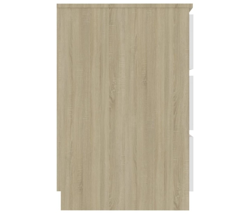 Escritorio de madera contrachapada blanco y roble 40x50x77cm