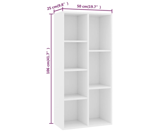 Estantería librería madera contrachapada blanco 50x25x106 cm