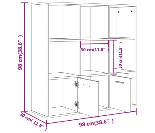 Estantería madera contrachapada color roble Sonoma 98x30x98cm