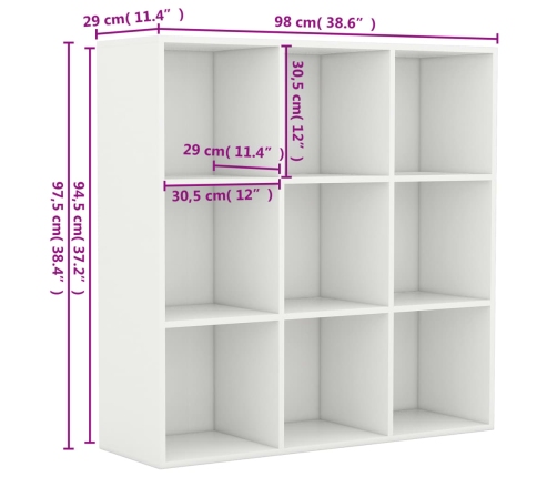 Estantería madera de ingeniería blanco 98x29x97,5 cm