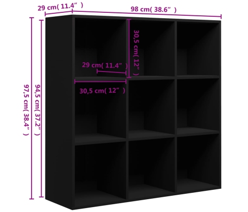 Estantería madera de ingeniería negro 98x29x97,5 cm