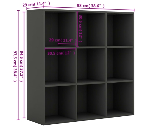 Estantería madera de ingeniería gris 98x29x97,5 cm