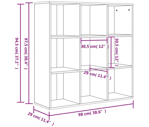 Estantería madera de ingeniería gris hormigón 98x29x97,5 cm