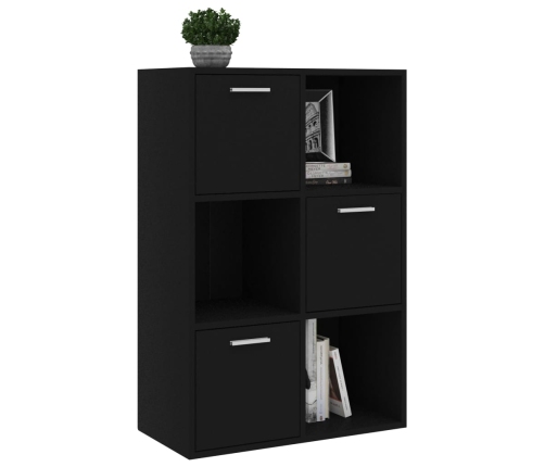 Armario almacenamiento madera contrachapada negra 60x29,5x90 cm