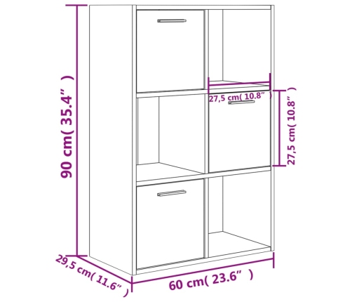 Armario almacenamiento madera contrachapada gris 60x29,5x90 cm