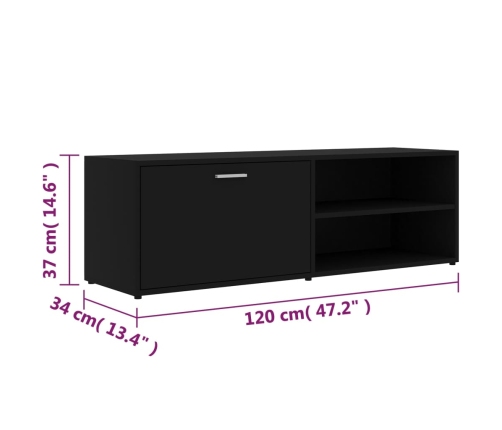 vidaXL Mueble de TV madera contrachapada negra 120x34x37 cm