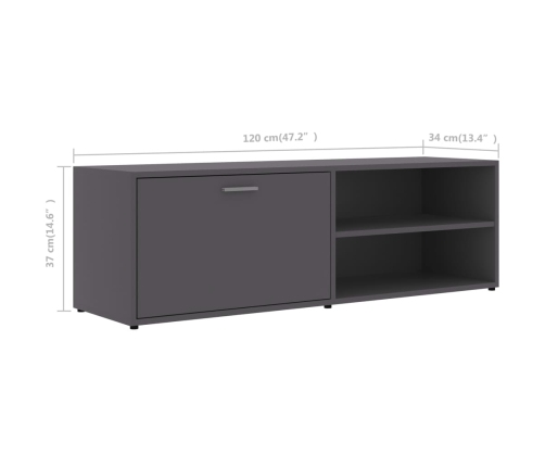 Mueble de TV madera contrachapada gris 120x34x37 cm