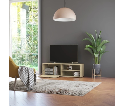 Mueble de TV madera contrachapada color roble 120x34x37 cm