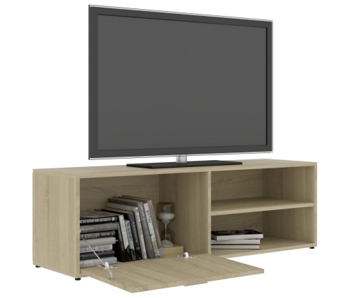 Mueble de TV madera contrachapada color roble 120x34x37 cm